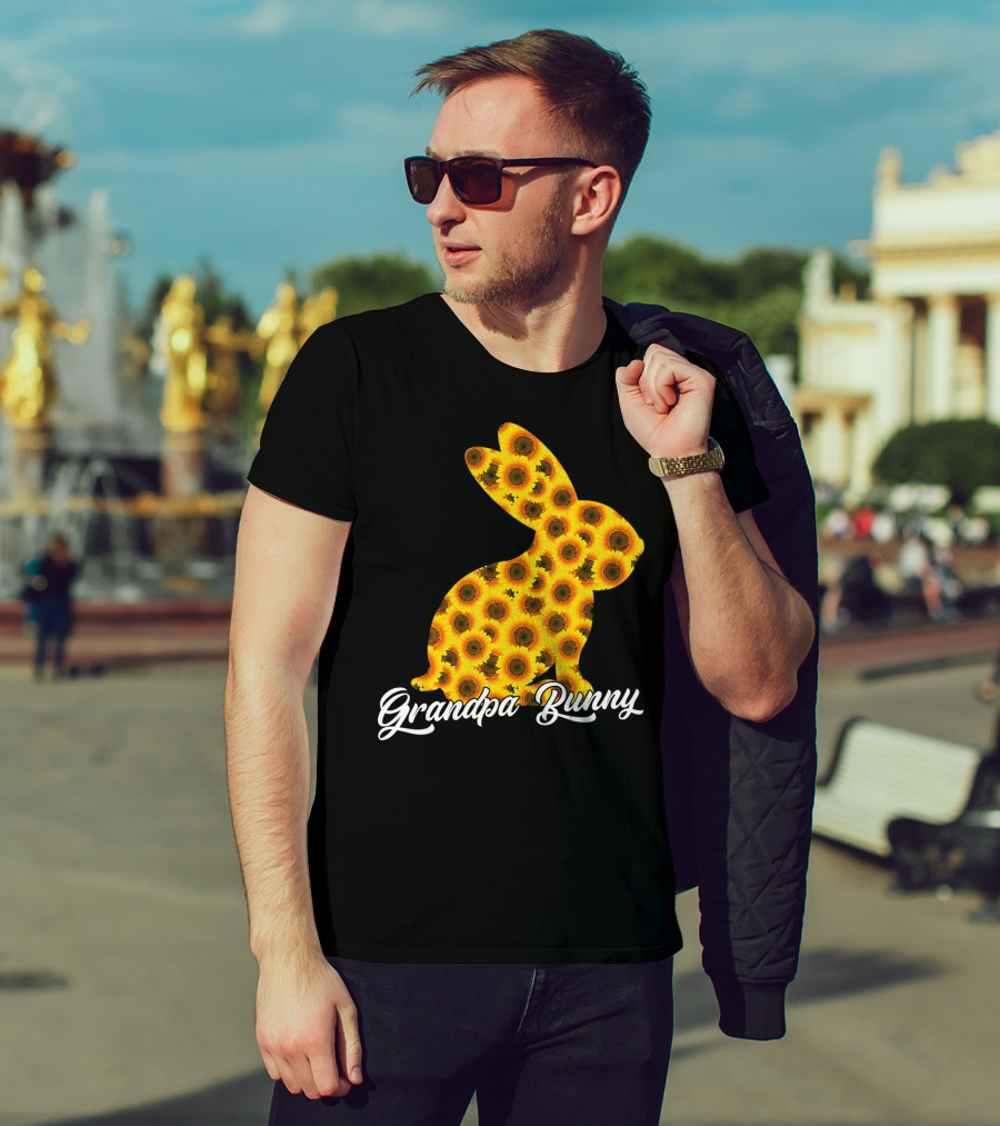 Grandpa Bunny Sunflower Floral T-Shirt