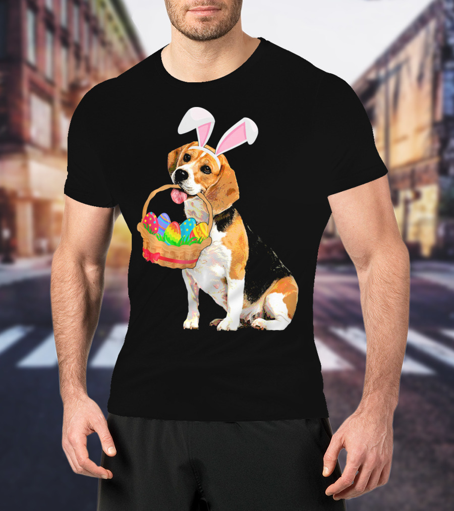 Beagle Bunny Easter Egg Basket Fun T-Shirt