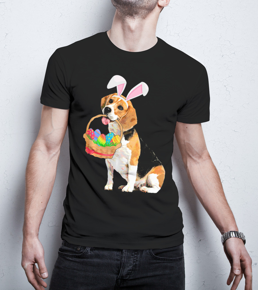 Beagle Bunny Easter Egg Basket Fun T-Shirt