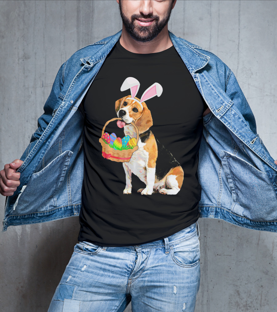 Beagle Bunny Easter Egg Basket Fun T-Shirt
