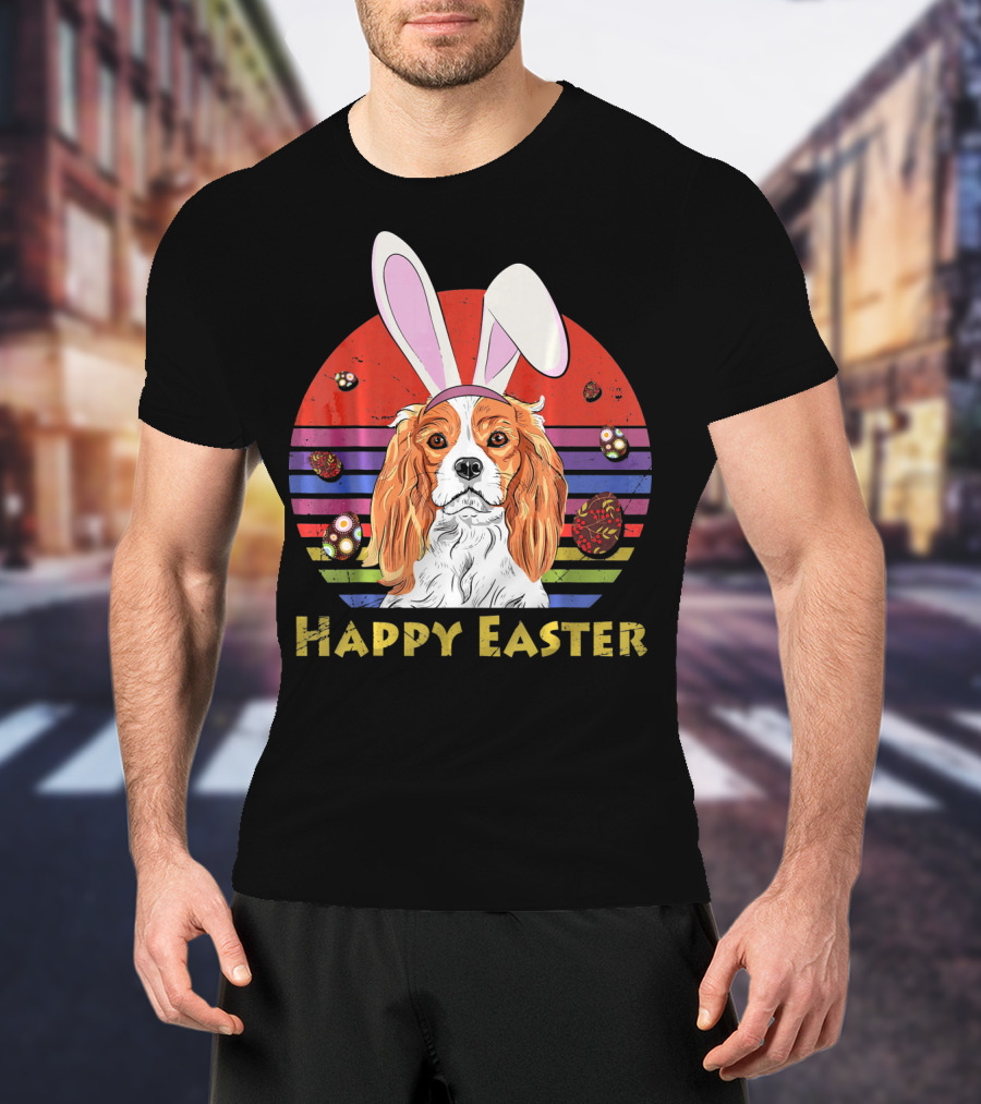 Happy Easter Cavalier King Charles Dog Bunny Headband T-Shirt