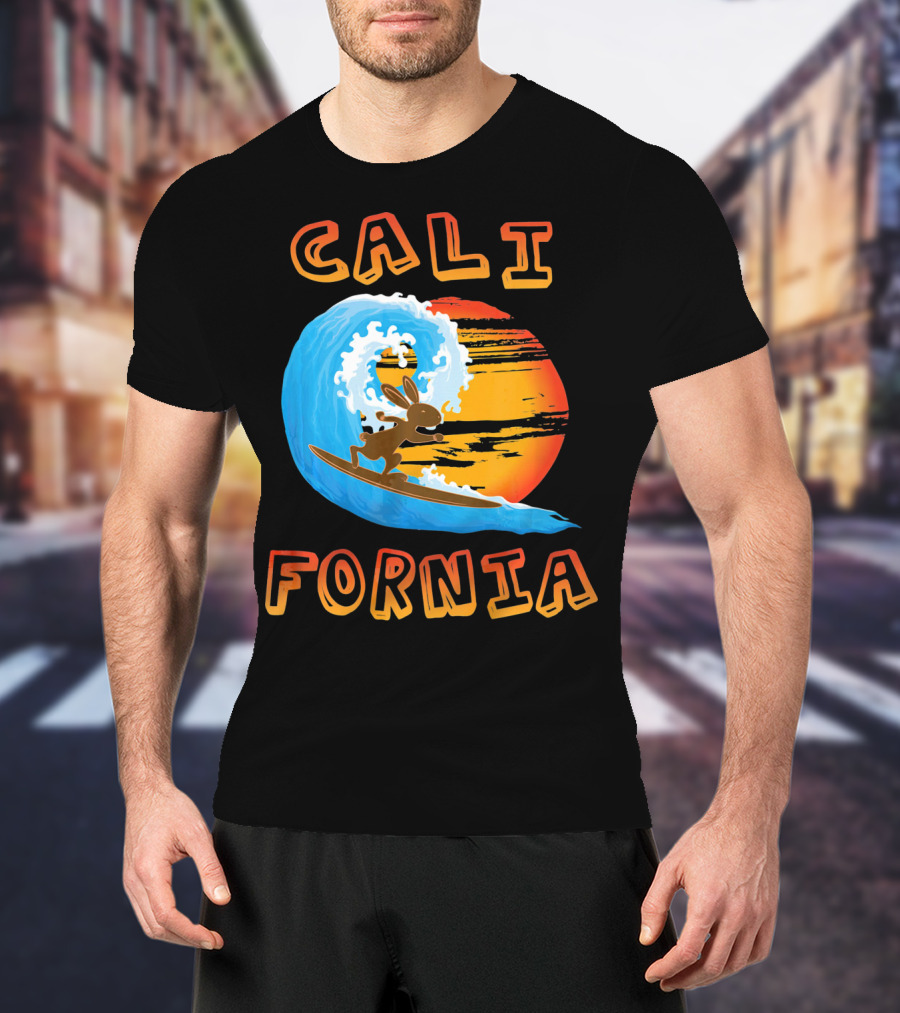 California Surfing Rabbit Easter Wave Sun T-Shirt
