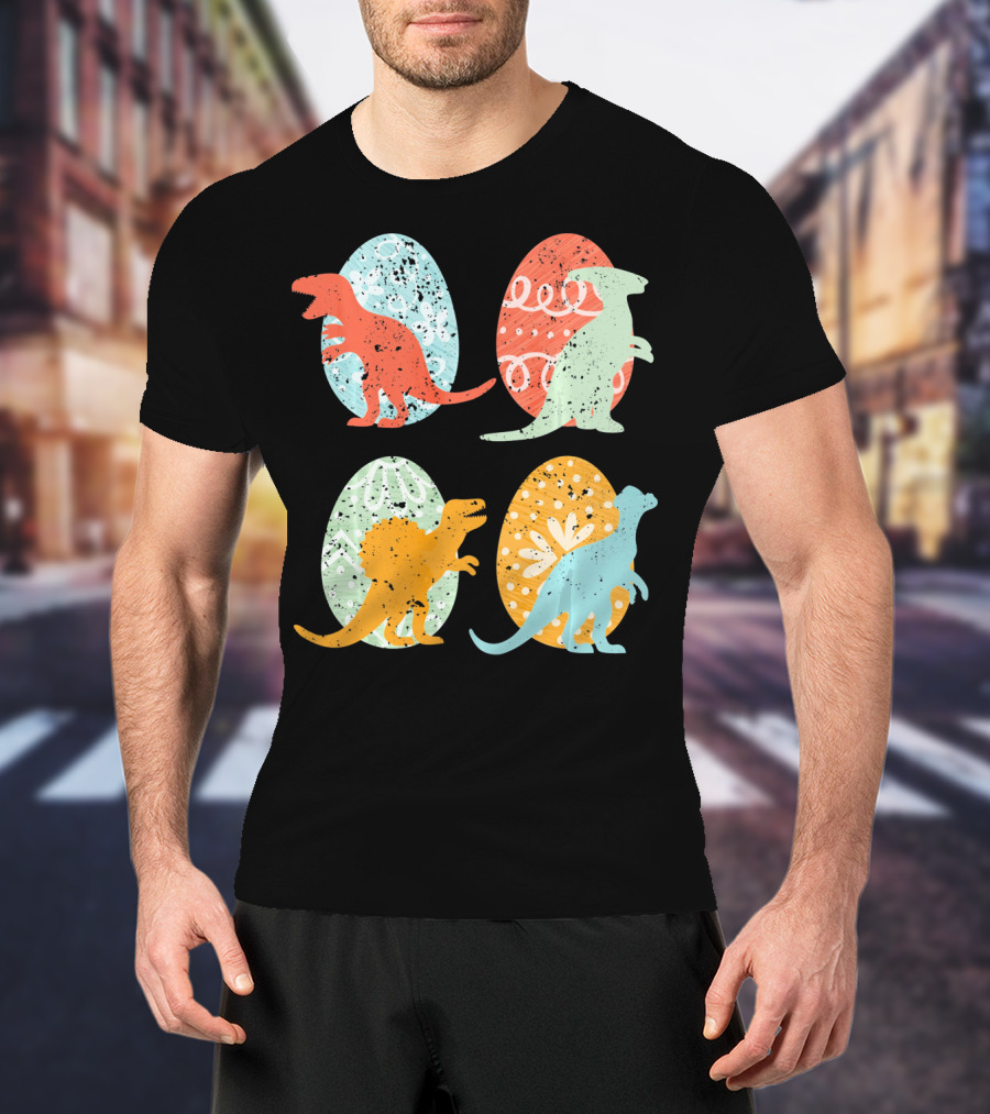 Colorful Easter Dinosaur Eggs With T-Rex Stegosaurus And More T-Shirt
