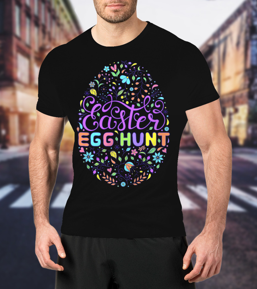 Easter Egg Hunt Colorful Floral T-Shirt