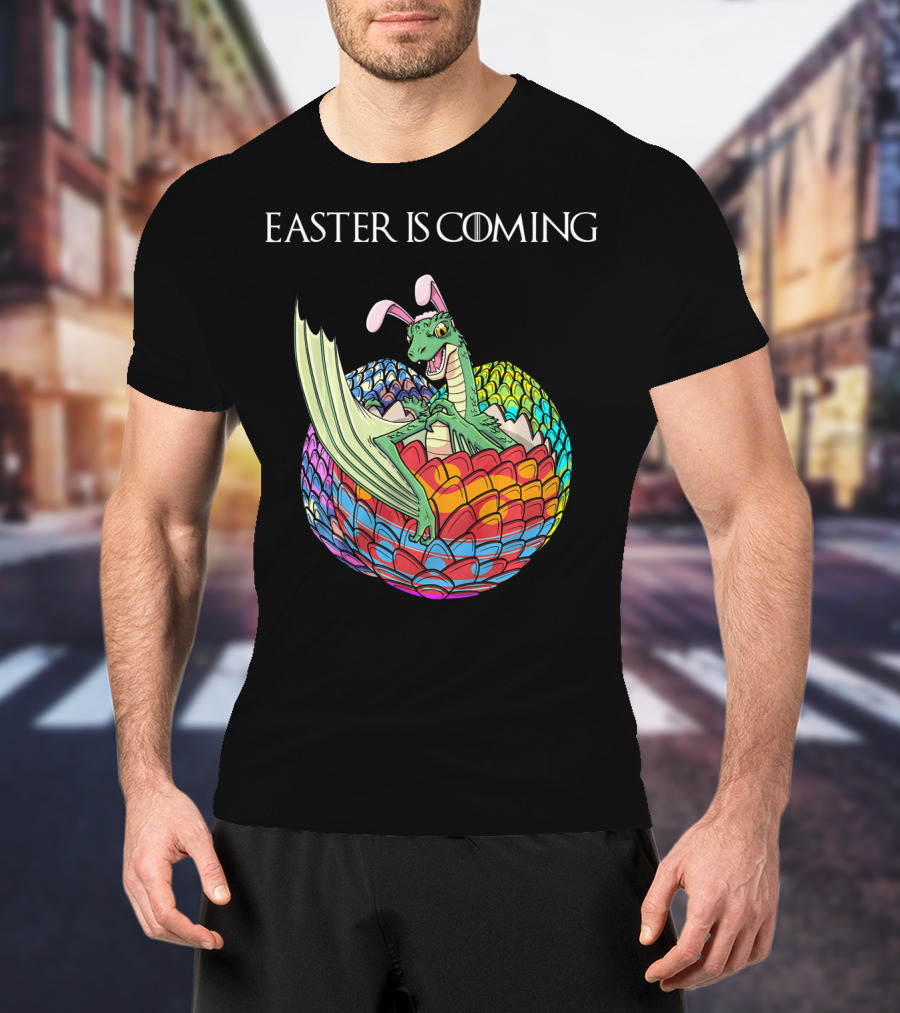 Easter Is Coming Dragon In Colorful Egg T-Shirt