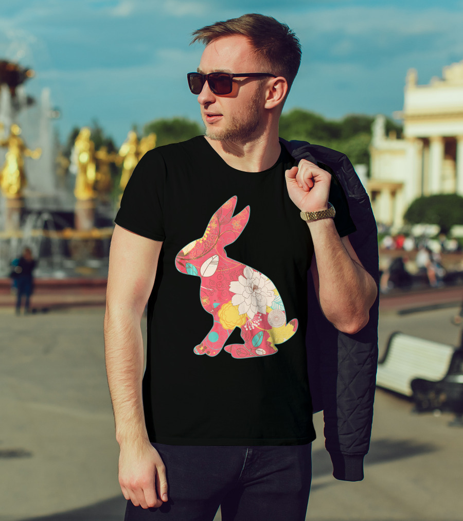 Retro Easter Bunny Vintage Floral T-Shirt