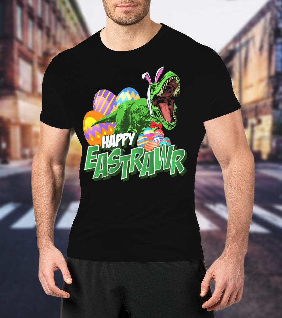 Happy Eastrawr Dinosaur Rex Easter Eggs Bunny Ears T-Shirt