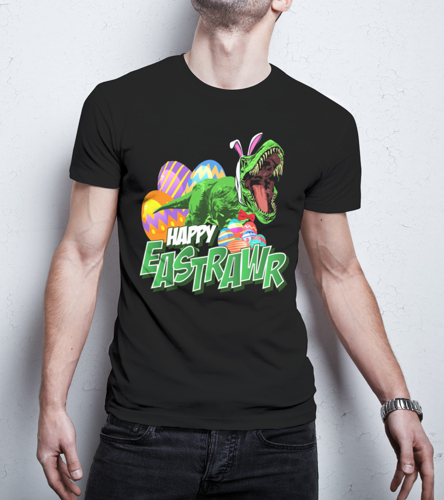 Happy Eastrawr Dinosaur Rex Easter Eggs Bunny Ears T-Shirt