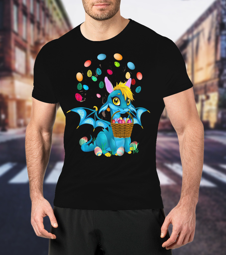 Dragon Bunny With Colorful Easter Egg Basket T-Shirt