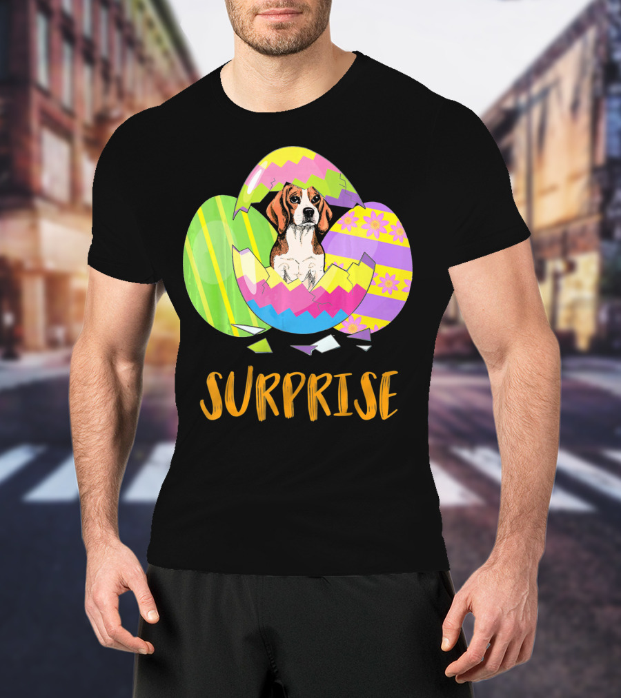 Surprise Beagle Bunny Funny Easter T-Shirt