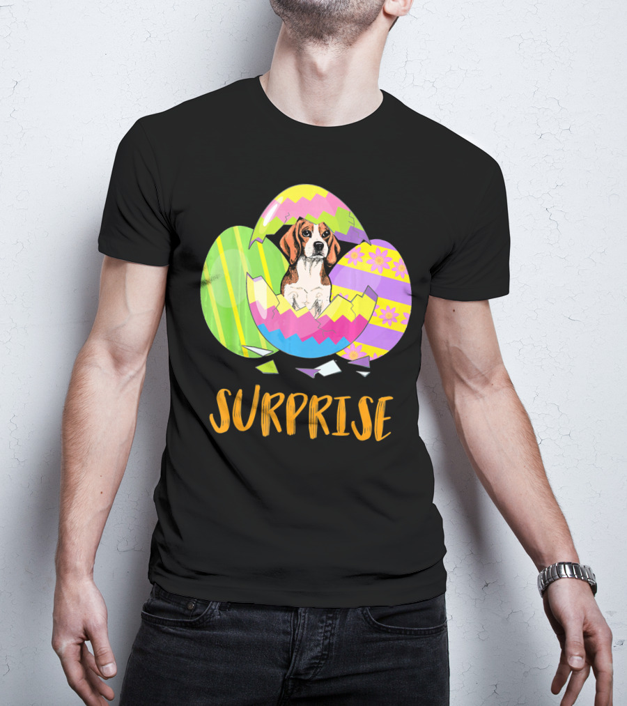 Surprise Beagle Bunny Funny Easter T-Shirt