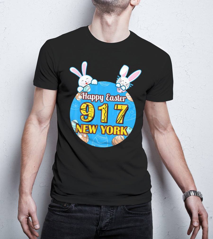 Happy Easter 917 New York With Bunnies And Eggs T-Shirt
