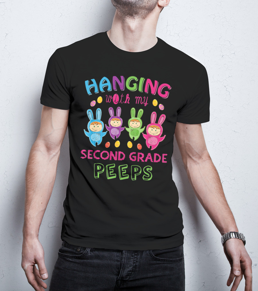 Hanging With My Second Grade Peeps Cute Bunny Kids T-Shirt