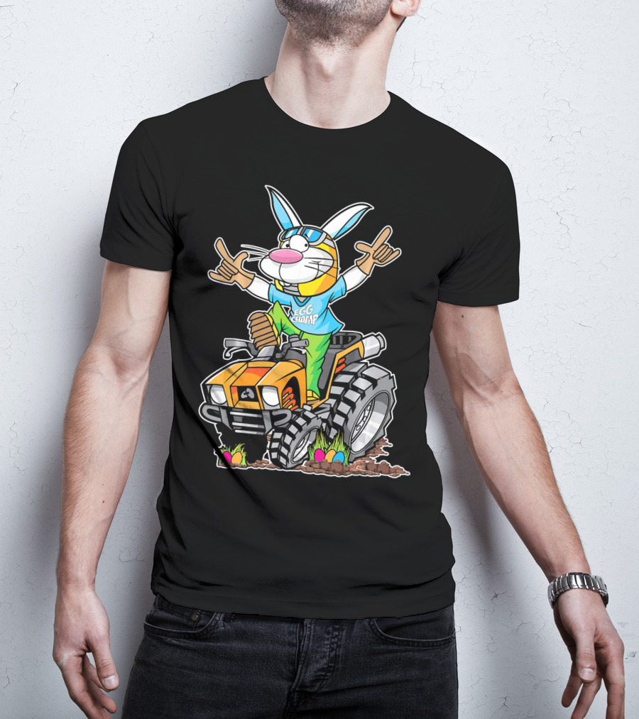 Easter Bunny Egg Champ Riding ATV With Easter Eggs And Sunglasses T-Shirt