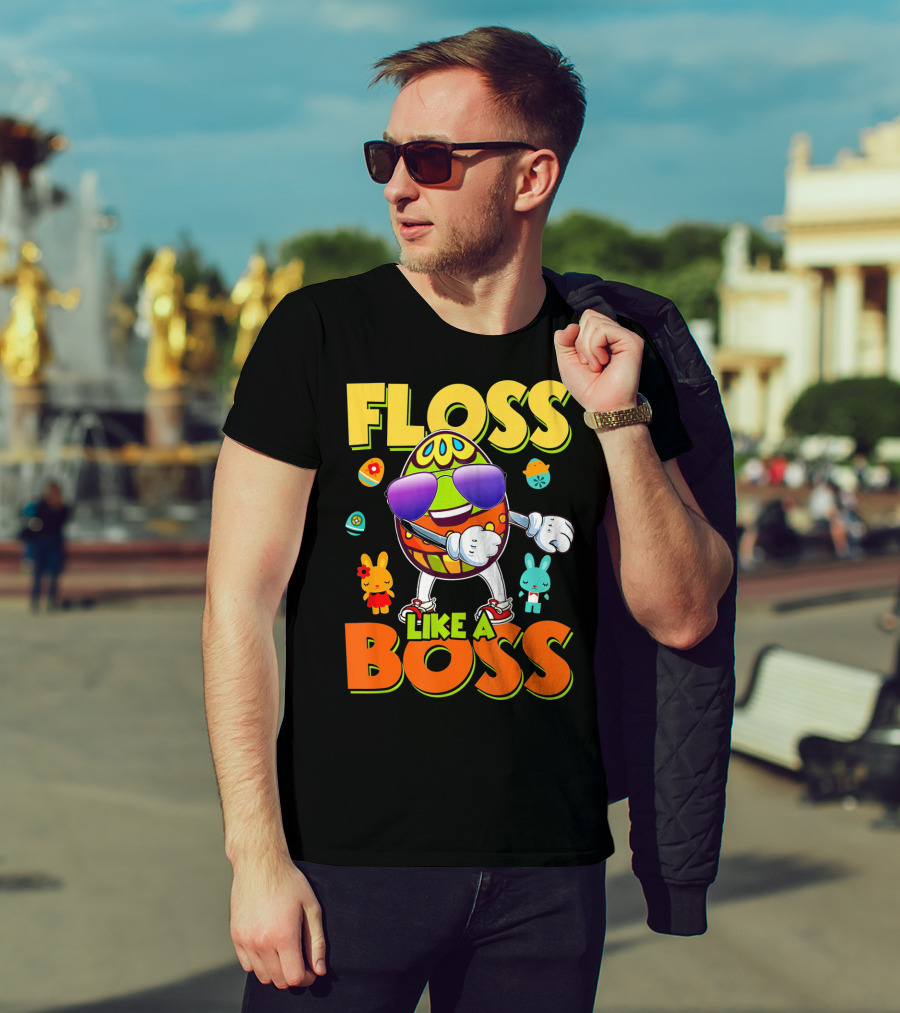 Floss Like A Boss Easter Egg With Kids And Bunnies T-Shirt