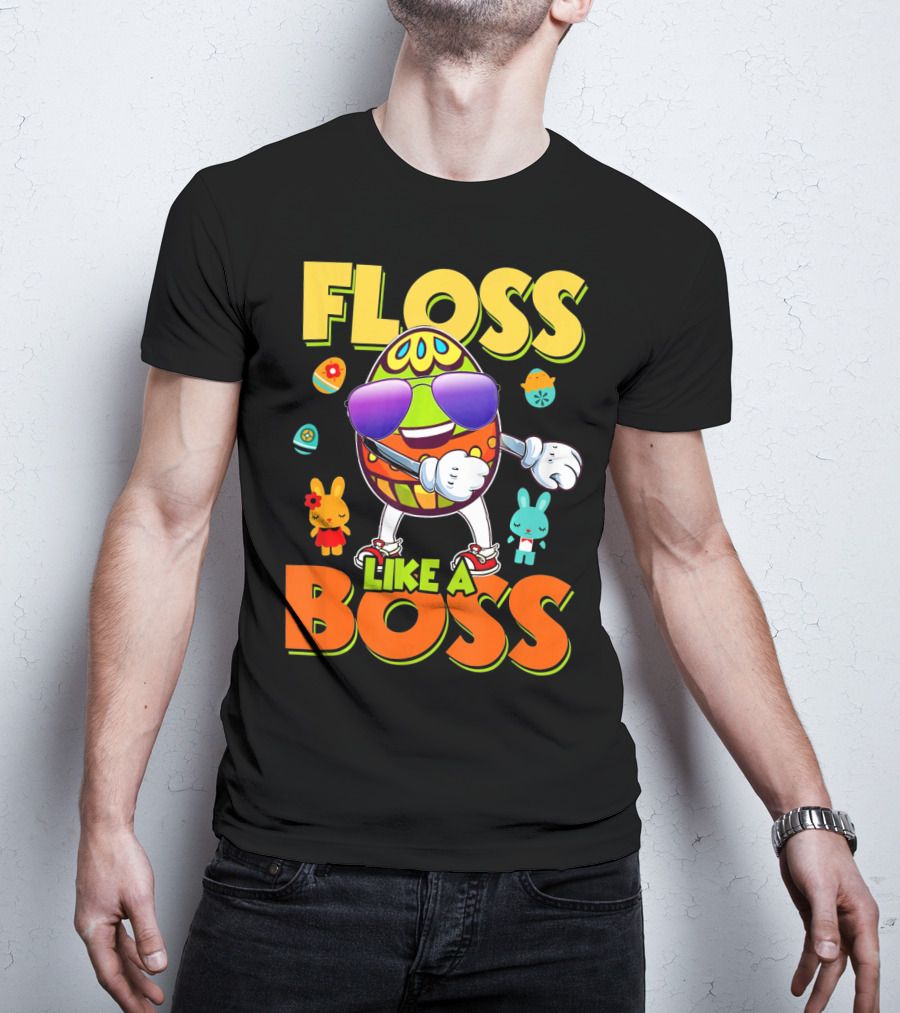 Floss Like A Boss Easter Egg With Kids And Bunnies T-Shirt