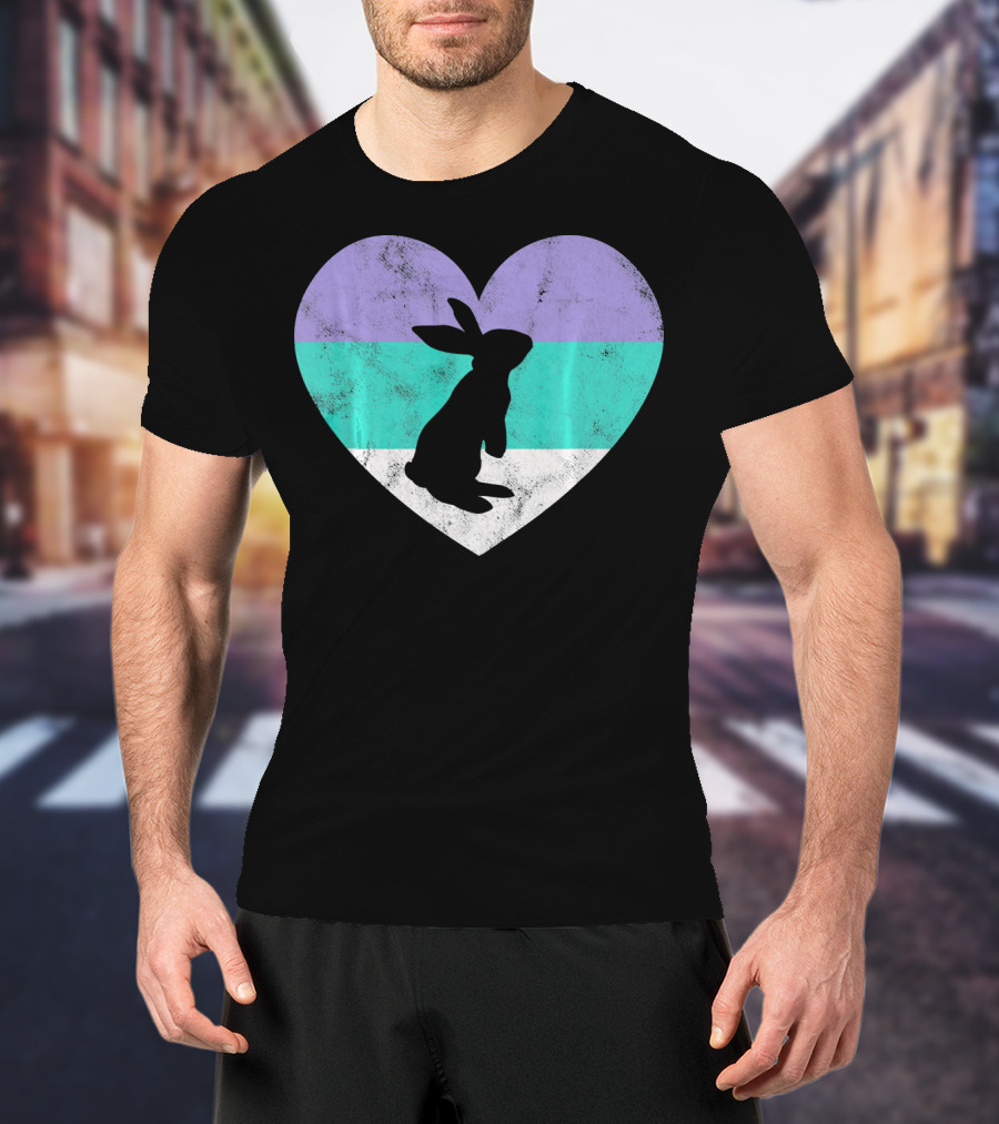 Rabbit Heart With Pride Flag Colors T-Shirt