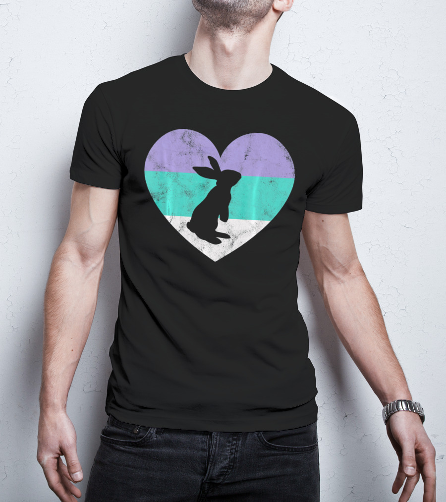 Rabbit Heart With Pride Flag Colors T-Shirt