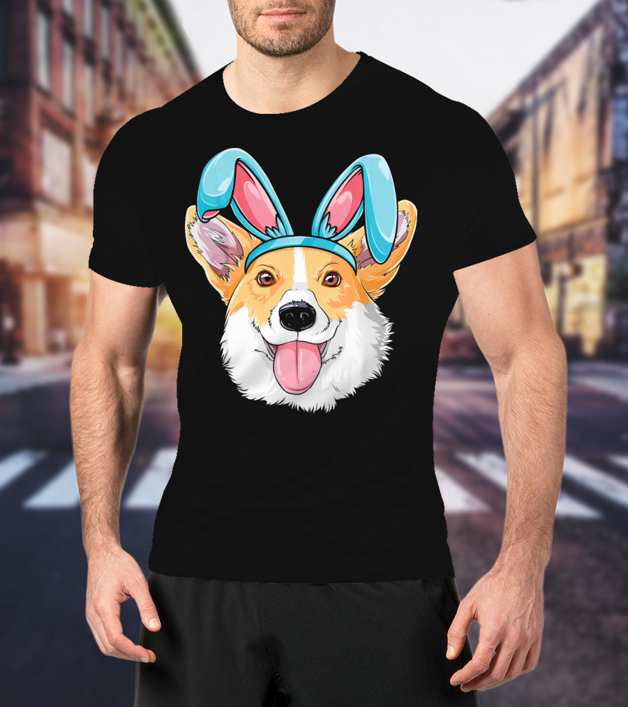 Easter Bunny Ears Corgi Dog T-Shirt