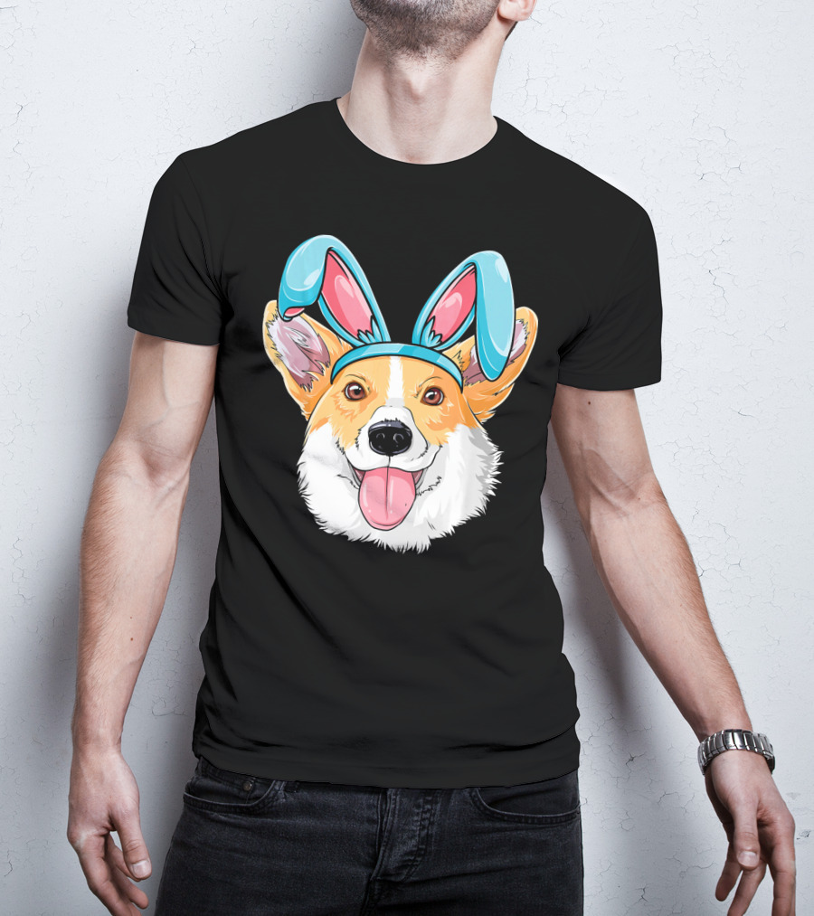 Easter Bunny Ears Corgi Dog T-Shirt