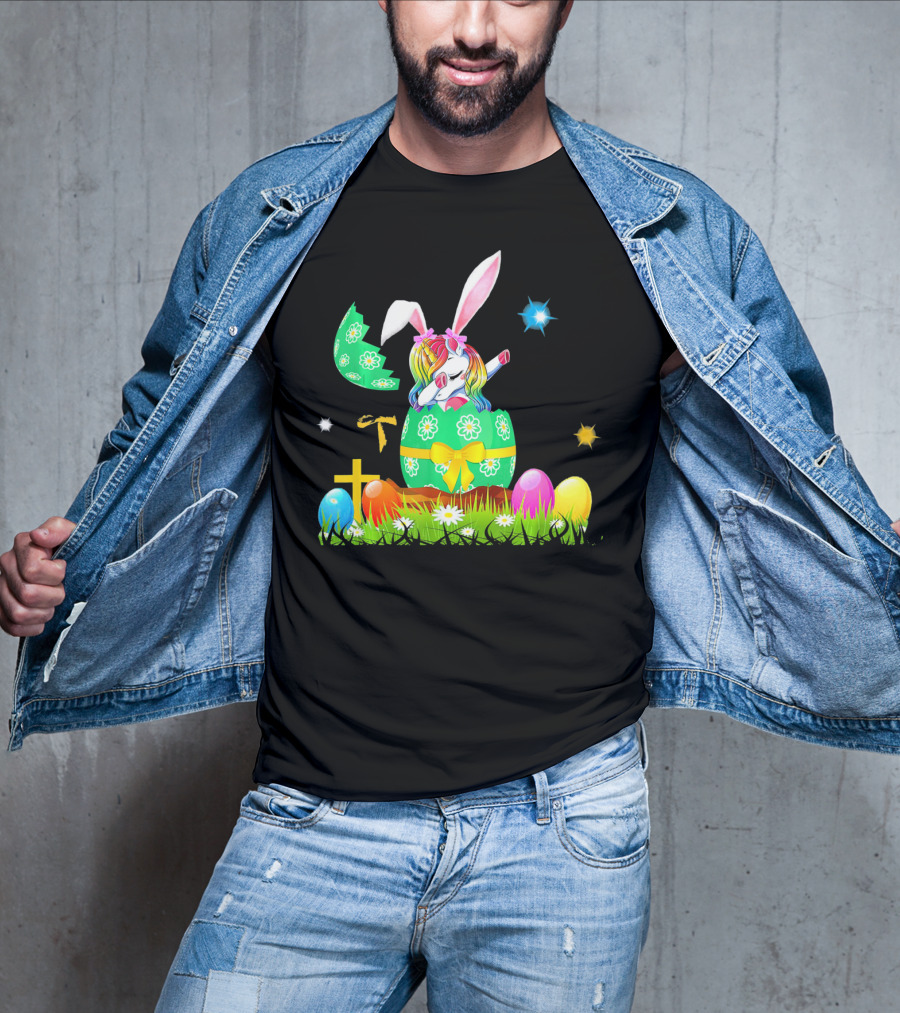 Unicorn Bunny Easter Egg Starry Spring T-Shirt
