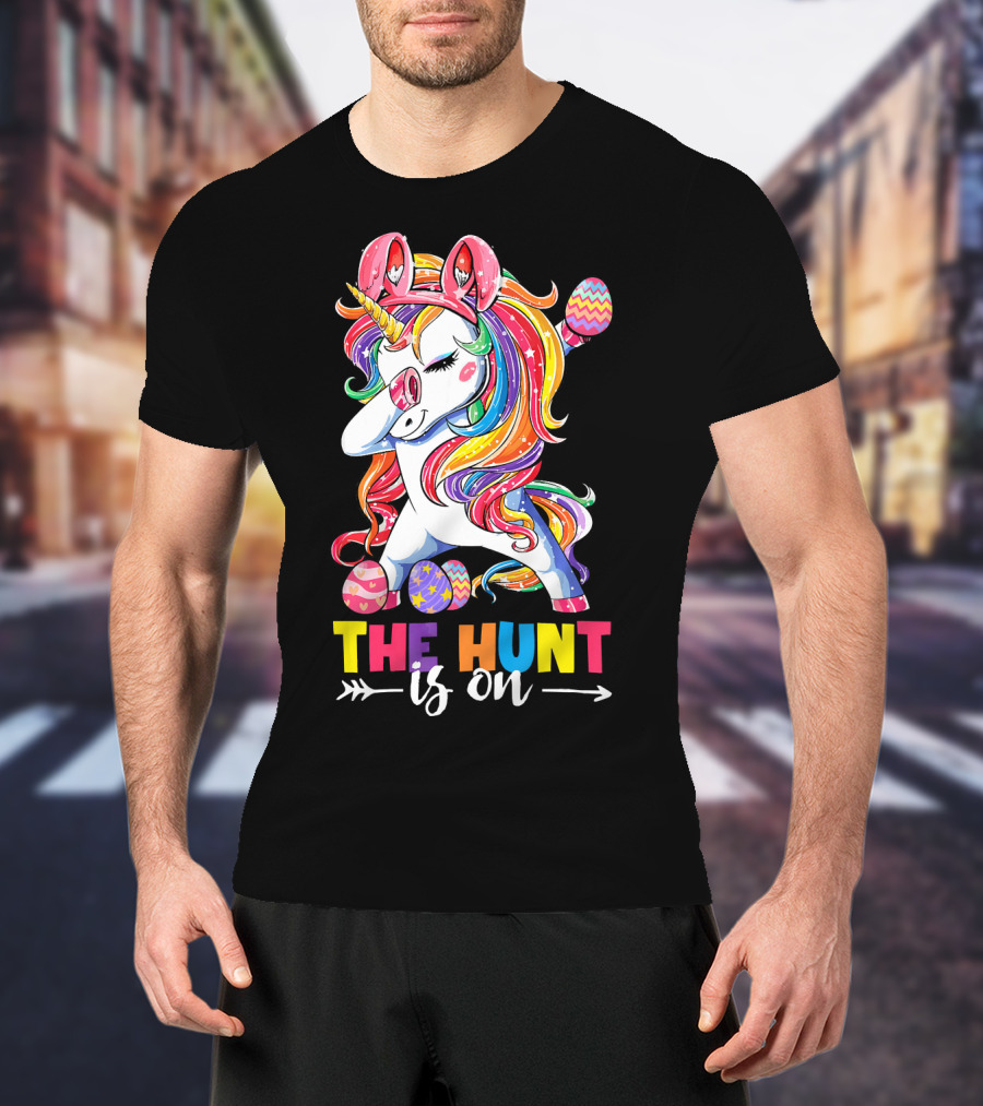 Easter Dabbing Unicorn Bunny The Hunt Is On T-Shirt