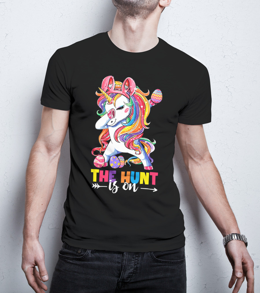 Easter Dabbing Unicorn Bunny The Hunt Is On T-Shirt