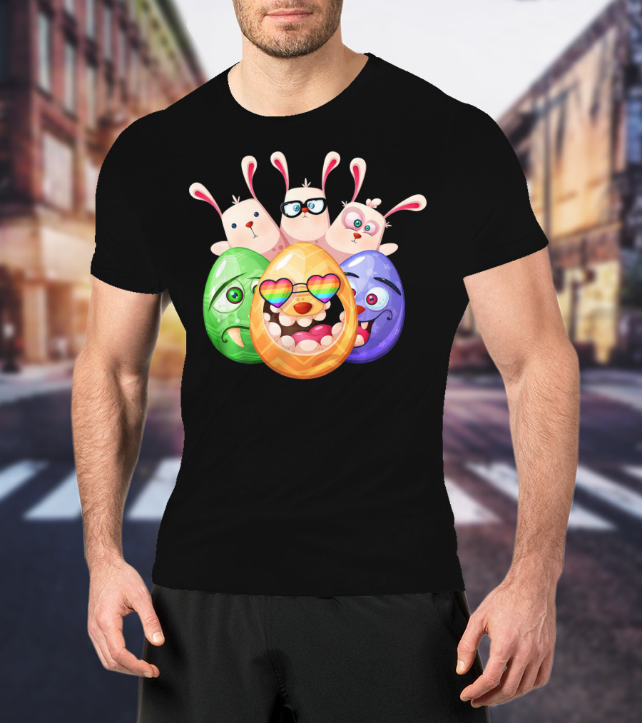Three Easter Emoji Eggs With Funny Bunny Rabbits T-Shirt
