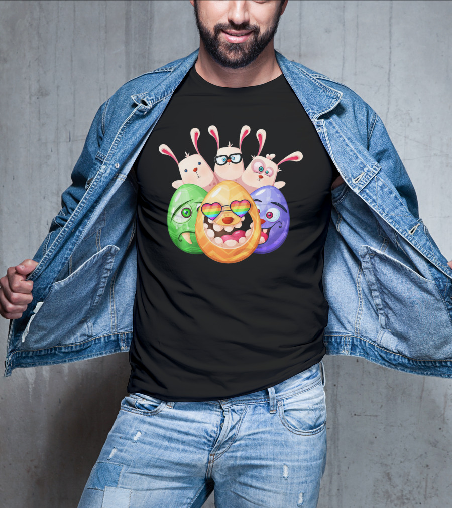 Three Easter Emoji Eggs With Funny Bunny Rabbits T-Shirt