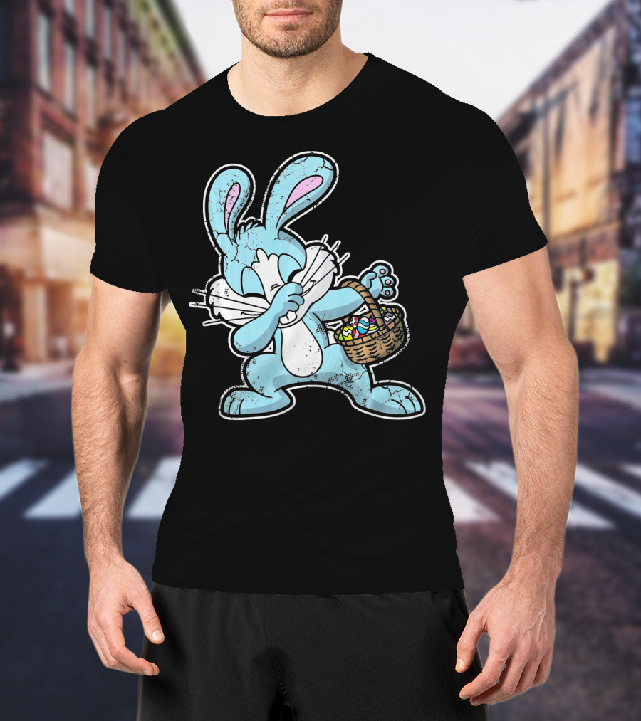 Dabbing Easter Bunny With Basket Of Eggs T-Shirt