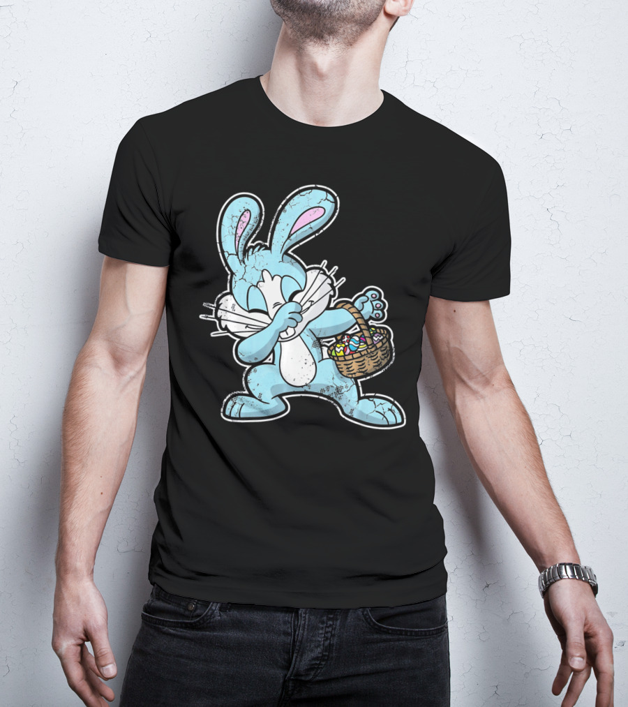 Dabbing Easter Bunny With Basket Of Eggs T-Shirt