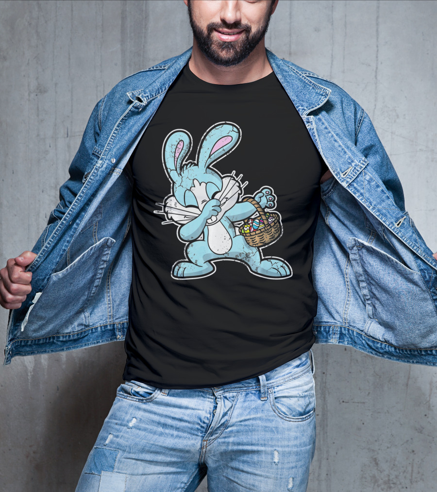 Dabbing Easter Bunny With Basket Of Eggs T-Shirt