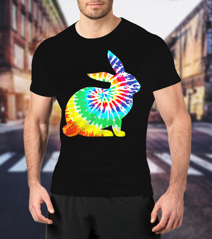 Tie Dye Rabbit Colorful Spiral Tie Dyed T-Shirt