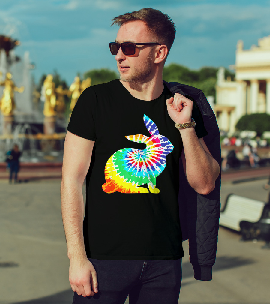Tie Dye Rabbit Colorful Spiral Tie Dyed T-Shirt