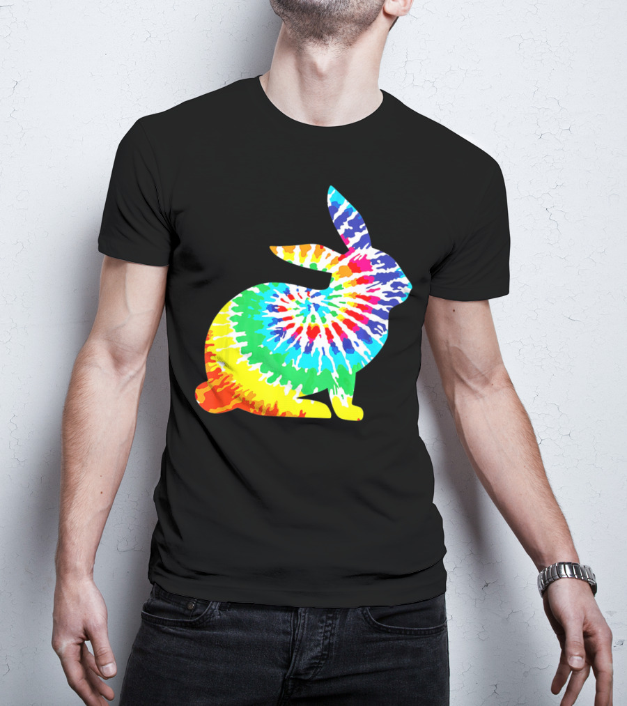 Tie Dye Rabbit Colorful Spiral Tie Dyed T-Shirt