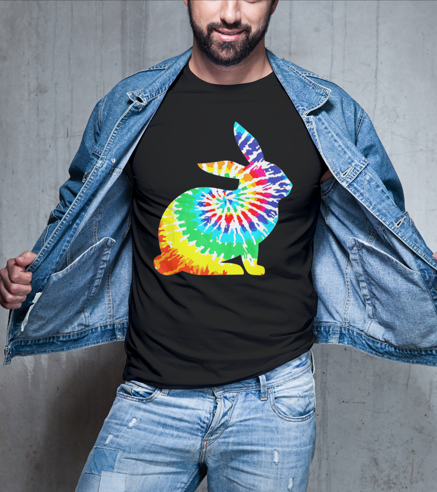 Tie Dye Rabbit Colorful Spiral Tie Dyed T-Shirt
