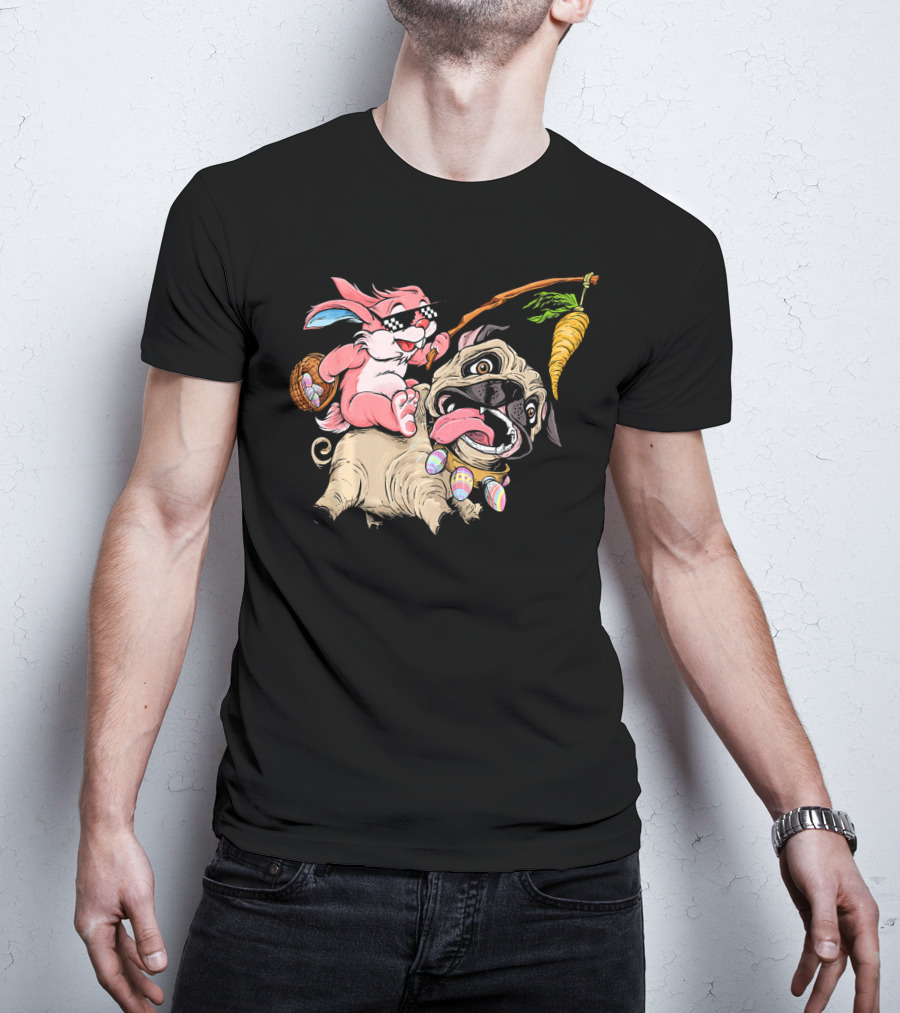 Easter Bunny Pug With Carrot And Basket Adventure T-Shirt