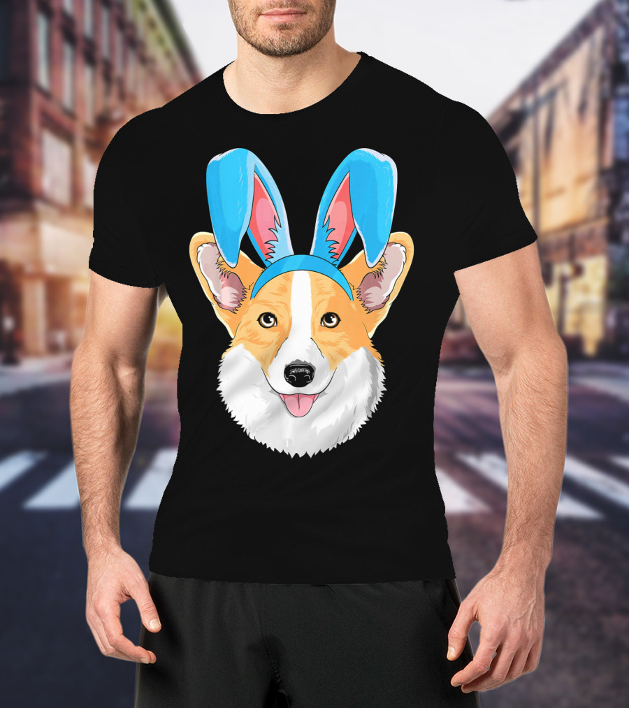 Easter Bunny Corgi Dog With Bunny Ears T-Shirt