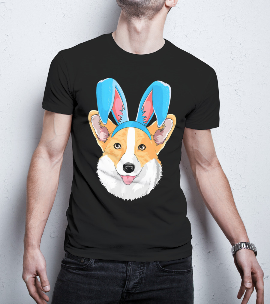Easter Bunny Corgi Dog With Bunny Ears T-Shirt
