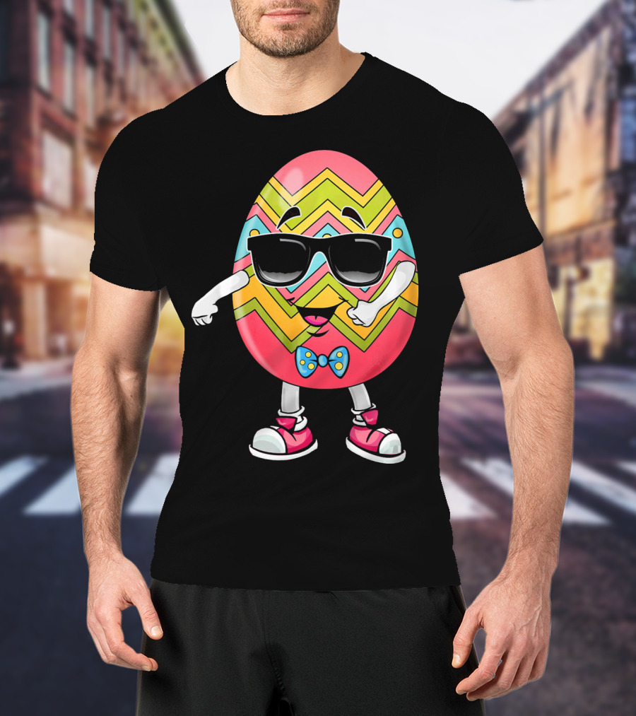 Floss Like A Boss Easter Egg Dance With Sunglasses And Bow Tie T-Shirt