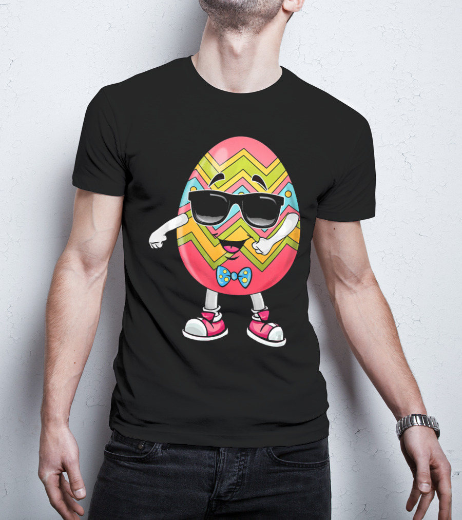 Floss Like A Boss Easter Egg Dance With Sunglasses And Bow Tie T-Shirt