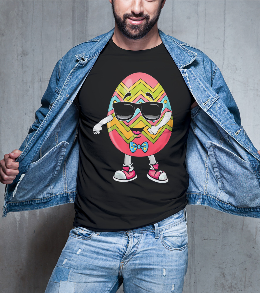Floss Like A Boss Easter Egg Dance With Sunglasses And Bow Tie T-Shirt