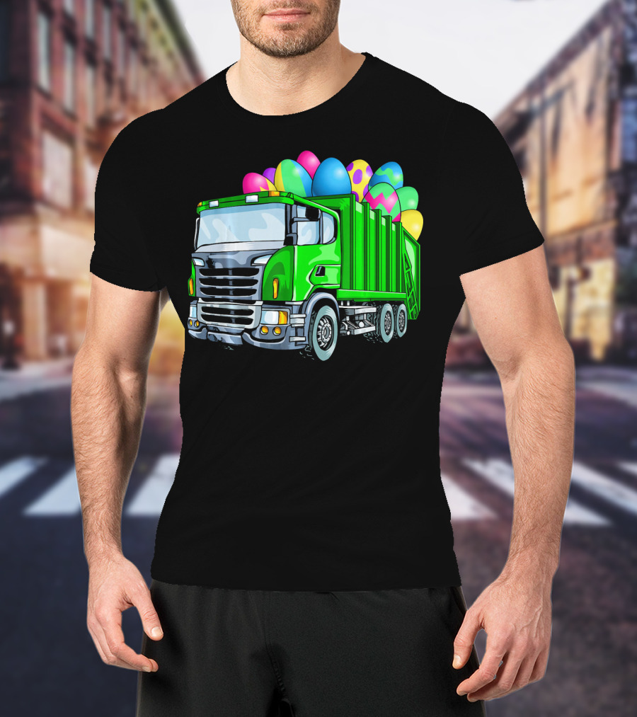 Easter Garbage Truck Men Kids Bo Easter Egg Hauler T-Shirt