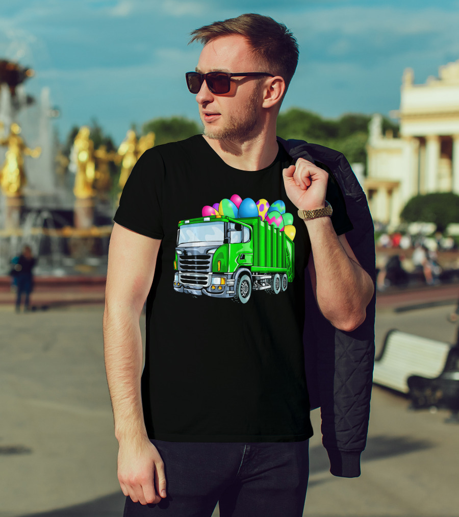 Easter Garbage Truck Men Kids Bo Easter Egg Hauler T-Shirt