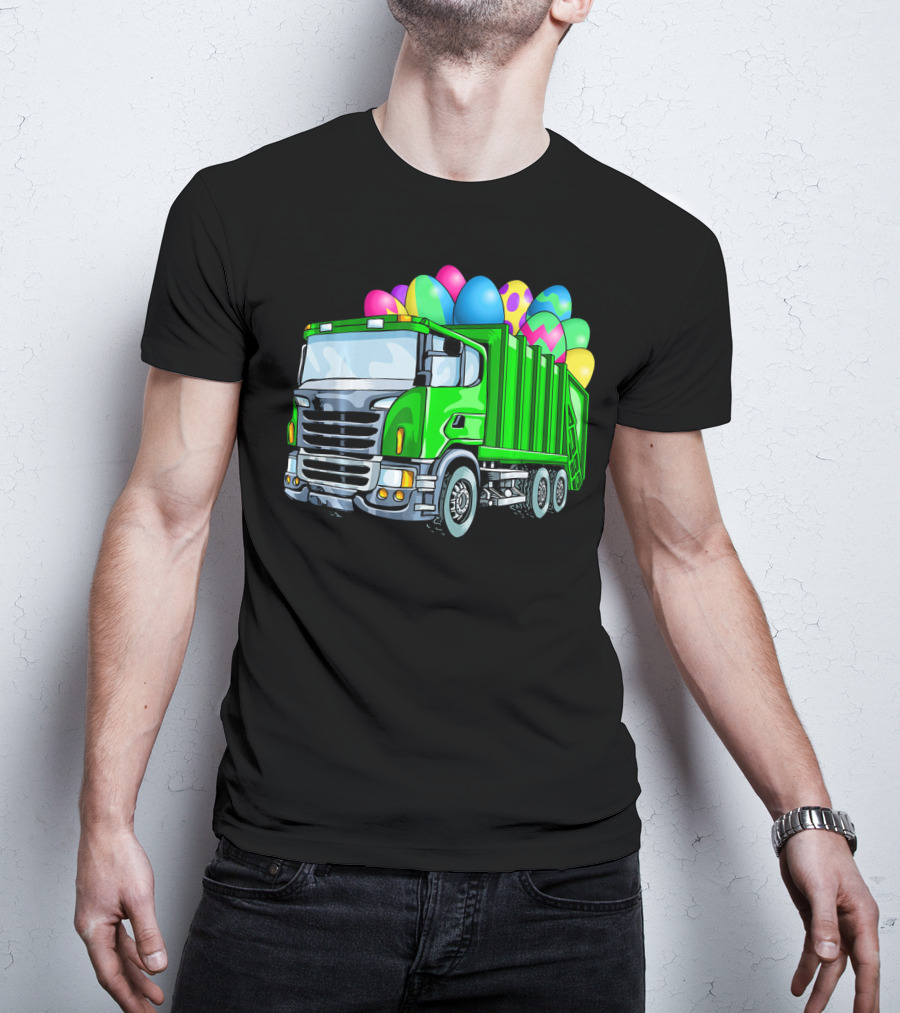 Easter Garbage Truck Men Kids Bo Easter Egg Hauler T-Shirt