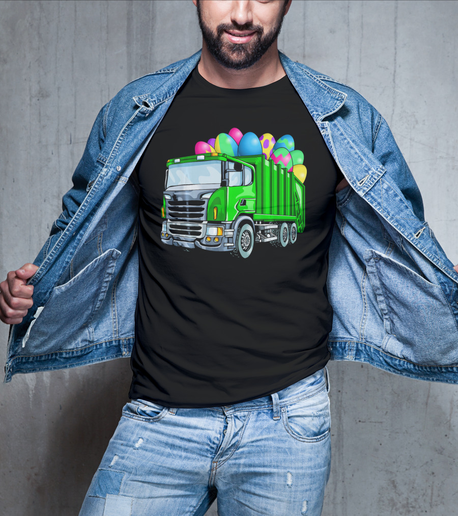 Easter Garbage Truck Men Kids Bo Easter Egg Hauler T-Shirt