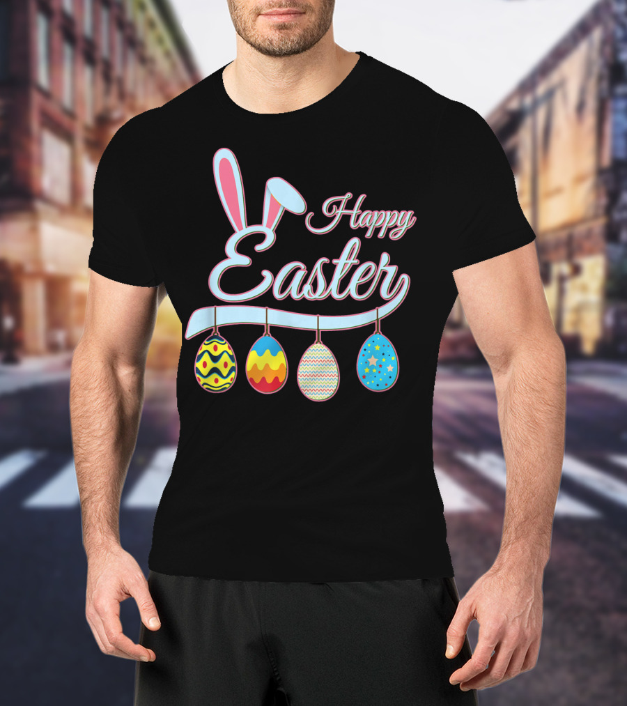 Happy Easter Bunny With Easter Eggs T-Shirt