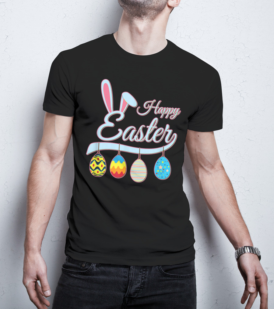 Happy Easter Bunny With Easter Eggs T-Shirt