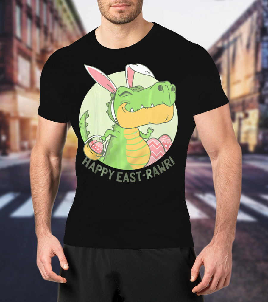 Happy East-RAWR Dinosaur Bunny T-Shirt