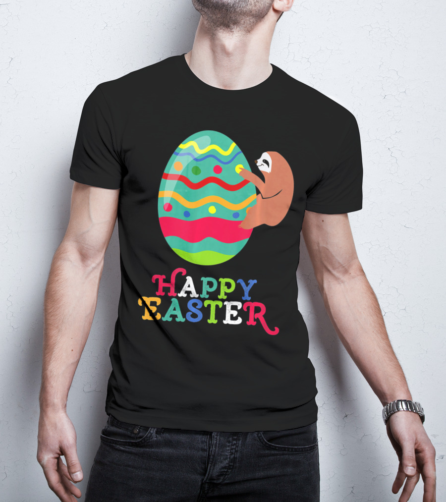 Happy Easter Sloth Colorful Egg T-Shirt